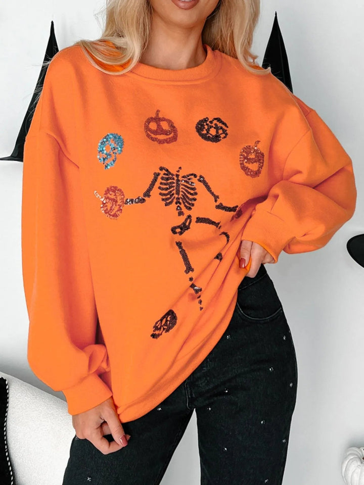 Halloween Skeleton Pumpkin Sweatshirt - Orange - S - 627c59cb - c0ee - 45f9 - 97b3 - 9d9ab9de1dcf - Max - Origin - Tatoo Tee