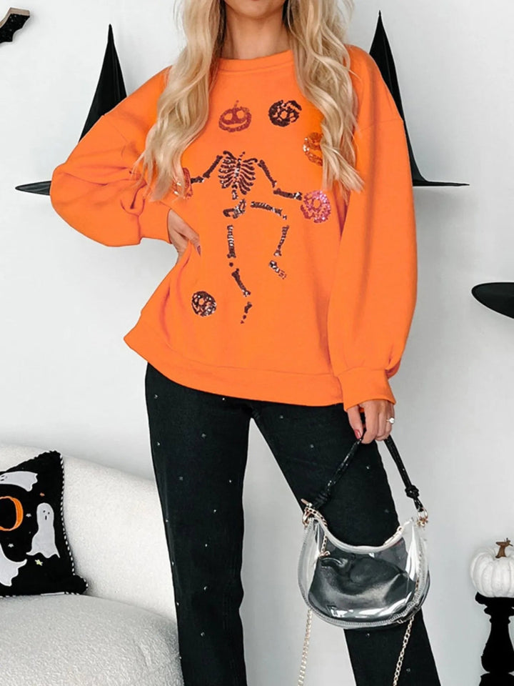 Halloween Skeleton Pumpkin Sweatshirt - Orange - S - f8fc154e - 56da - 4313 - bc45 - f0711abdade3 - Max - Origin - Tatoo Tee