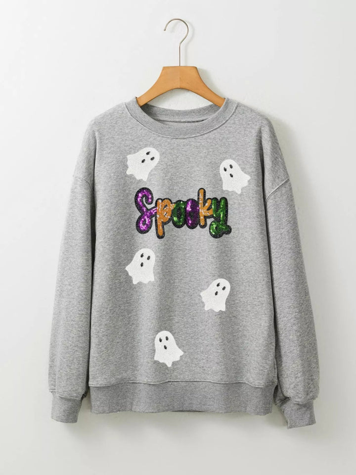 Halloween Spooky Ghost Sequin Sweatshirt - Gray - S - 422d47f0 - ebb0 - 4473 - a5a0 - 7b8470c00dc3 - Max - Origin - Tatoo Tee