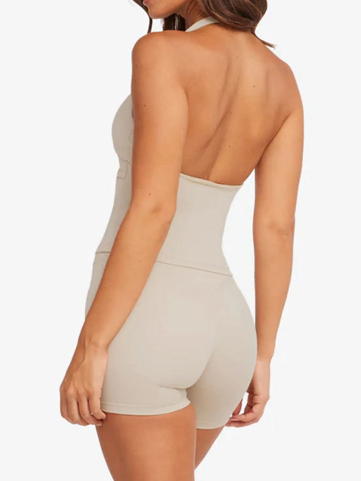 Halter Neck Cami and Shorts Active Set - Khaki - S - 0aa3a071 - b1ee - 487b - b305 - 3d425c586819 - Max - Origin - Tatoo Tee