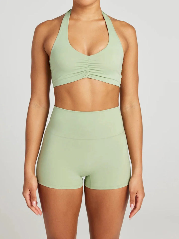 Halter Neck Cami and Shorts Active Set - Light Green - S - 201ad597ff0f4cf08554b76d3c803d55 - Max - Origin - Tatoo Tee