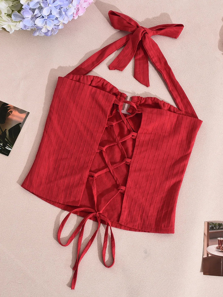 Halter Neck Cami Top - Deep Red - S - 1edfad52058645e68506b736e0f61ad9 - Max - Origin - Tatoo Tee