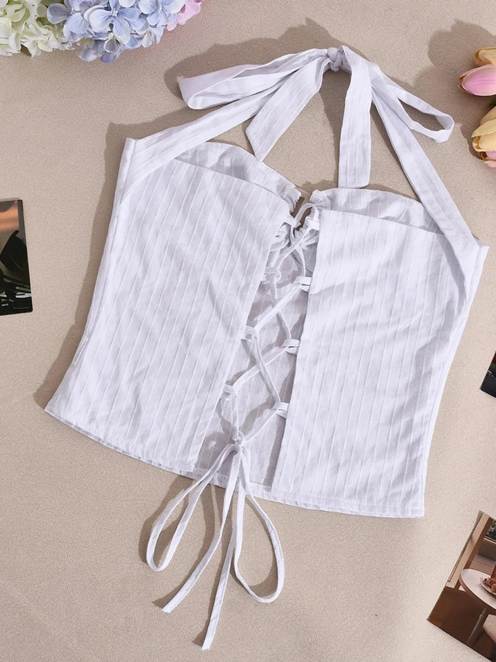 Halter Neck Cami Top - White - S - 1a7e8f5ede7642e3b81c4c00fc2996f8 - Max - Origin - Tatoo Tee