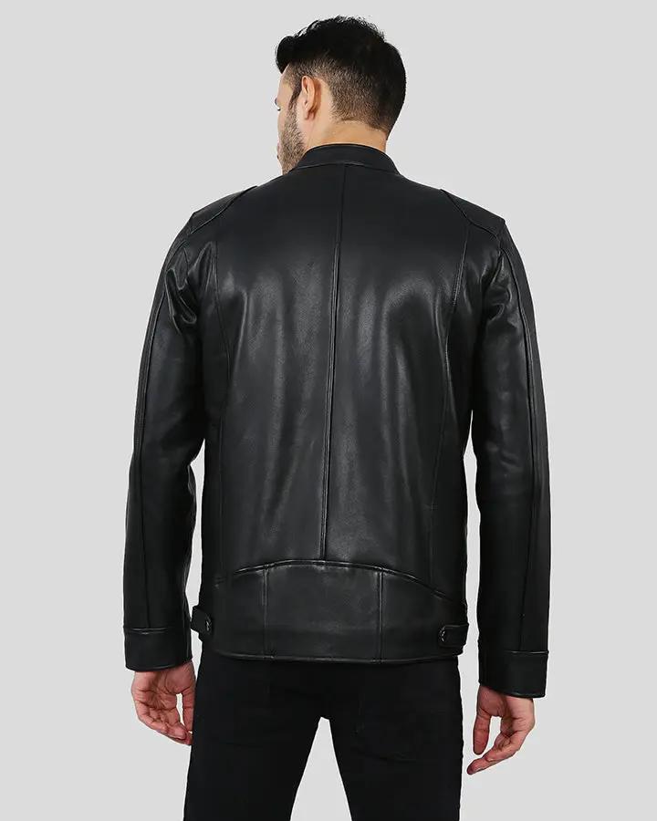 Hamp Black Leather Racer Jacket - XS - Hamp Black Leather Racer Jacket - Tatoo Tee