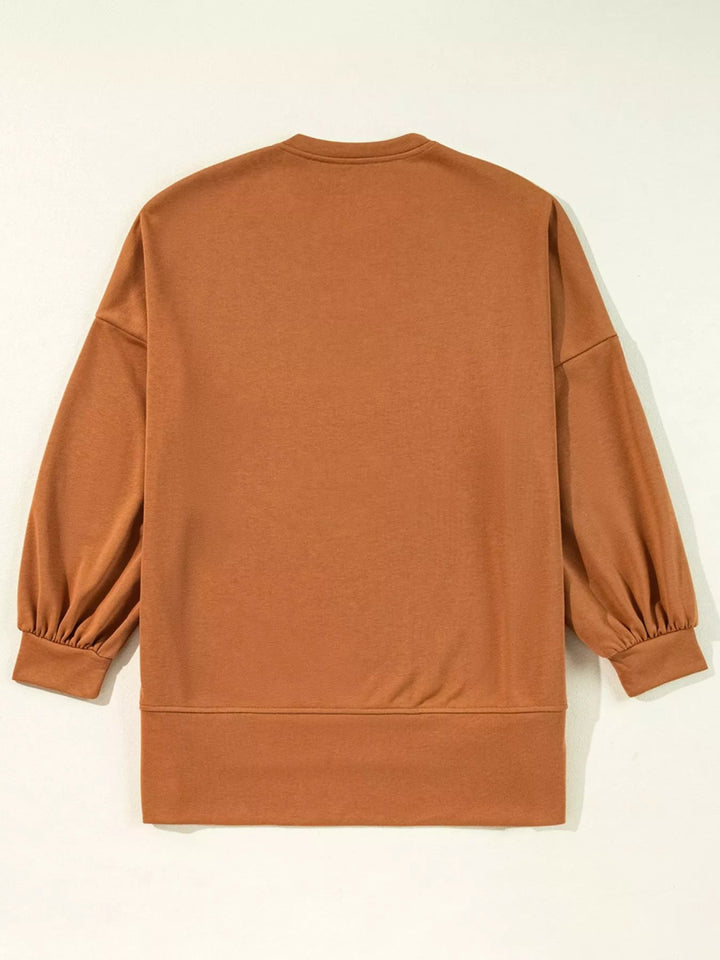 Happy Halloween Graphic Notched Long Sleeve Loose Top - Terracotta - S - edaae640 - 2266 - 4ad3 - 924c - 91558f0e0fea - Max - Origin - Tatoo Tee