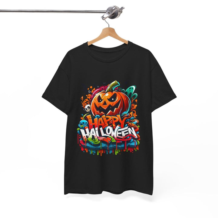 Happy Halloween Unisex Heavy Cotton Tee - Cardinal Red - S - Happy Halloween Unisex Heavy Cotton Tee - Tatoo Tee