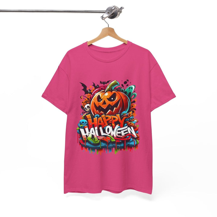 Happy Halloween Unisex Heavy Cotton Tee - Cardinal Red - S - Happy Halloween Unisex Heavy Cotton Tee - Tatoo Tee