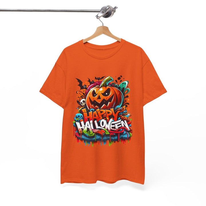 Happy Halloween Unisex Heavy Cotton Tee - Cardinal Red - S - Happy Halloween Unisex Heavy Cotton Tee - Tatoo Tee