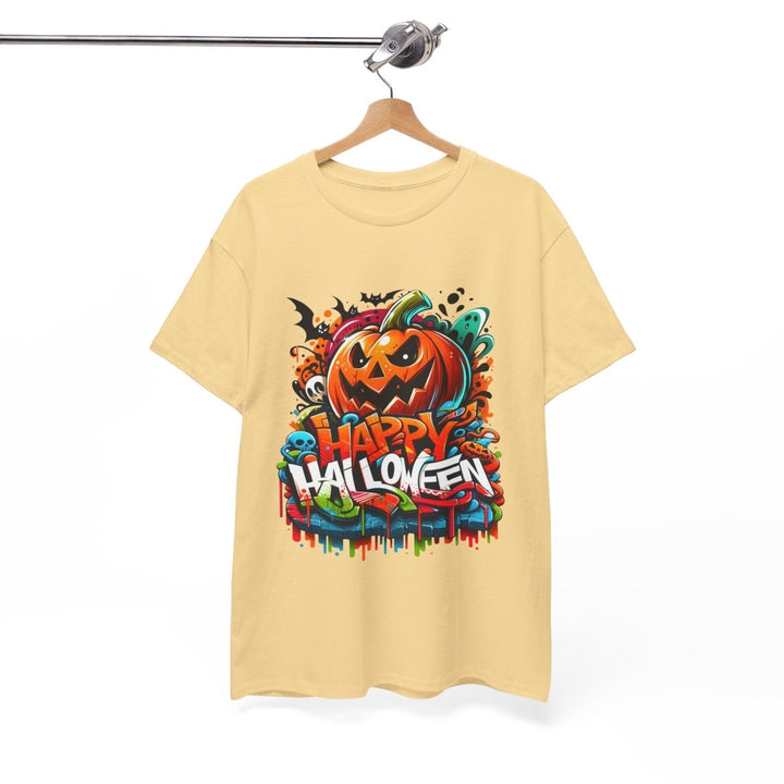 Happy Halloween Unisex Heavy Cotton Tee - Cardinal Red - S - Happy Halloween Unisex Heavy Cotton Tee - Tatoo Tee
