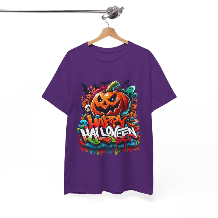 Happy Halloween Unisex Heavy Cotton Tee - Cardinal Red - S - Happy Halloween Unisex Heavy Cotton Tee - Tatoo Tee