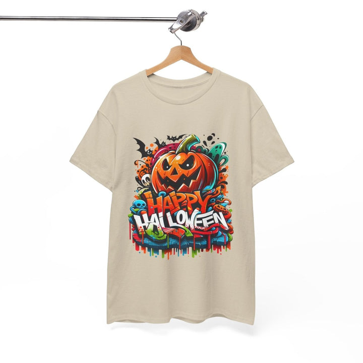 Happy Halloween Unisex Heavy Cotton Tee - Cardinal Red - S - Happy Halloween Unisex Heavy Cotton Tee - Tatoo Tee