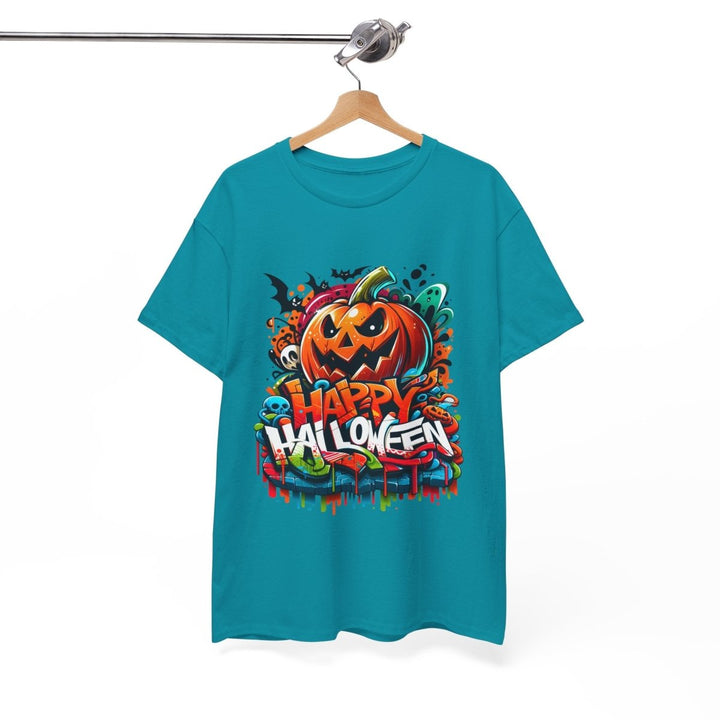 Happy Halloween Unisex Heavy Cotton Tee - Cardinal Red - S - Happy Halloween Unisex Heavy Cotton Tee - Tatoo Tee
