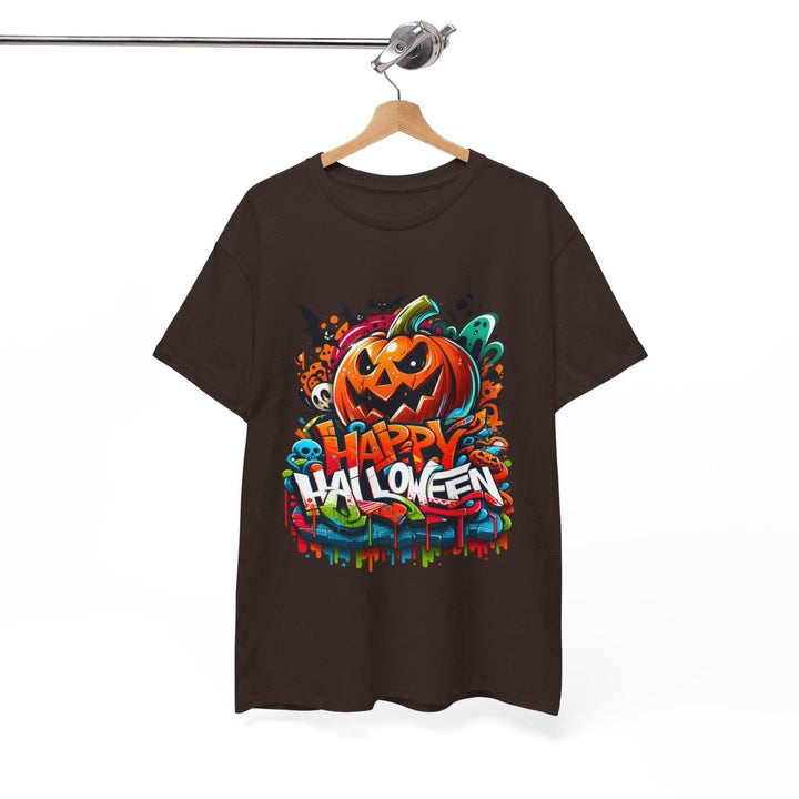 Happy Halloween Unisex Heavy Cotton Tee - Cardinal Red - S - Happy Halloween Unisex Heavy Cotton Tee - Tatoo Tee