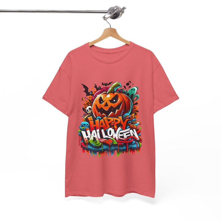 Happy Halloween Unisex Heavy Cotton Tee - Cardinal Red - S - Happy Halloween Unisex Heavy Cotton Tee - Tatoo Tee