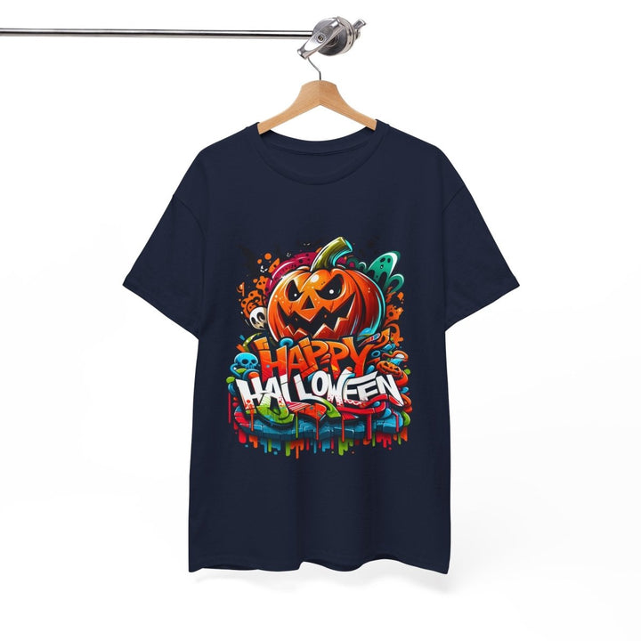 Happy Halloween Unisex Heavy Cotton Tee - Cardinal Red - S - Happy Halloween Unisex Heavy Cotton Tee - Tatoo Tee
