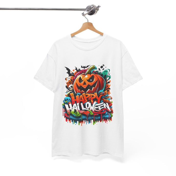Happy Halloween Unisex Heavy Cotton Tee - Cardinal Red - S - Happy Halloween Unisex Heavy Cotton Tee - Tatoo Tee