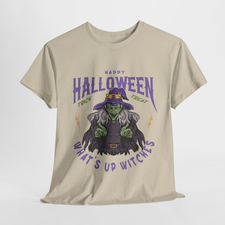 Happy Halloween Unisex Heavy Cotton Tee - "What's Up Witches" Shirt - Light Pink - S - Happy Halloween Unisex Heavy Cotton Tee - "What's Up Witches" Shirt - Tatoo Tee
