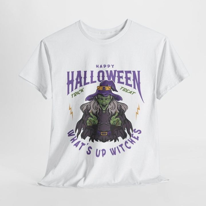 Happy Halloween Unisex Heavy Cotton Tee - "What's Up Witches" Shirt - Light Pink - S - Happy Halloween Unisex Heavy Cotton Tee - "What's Up Witches" Shirt - Tatoo Tee