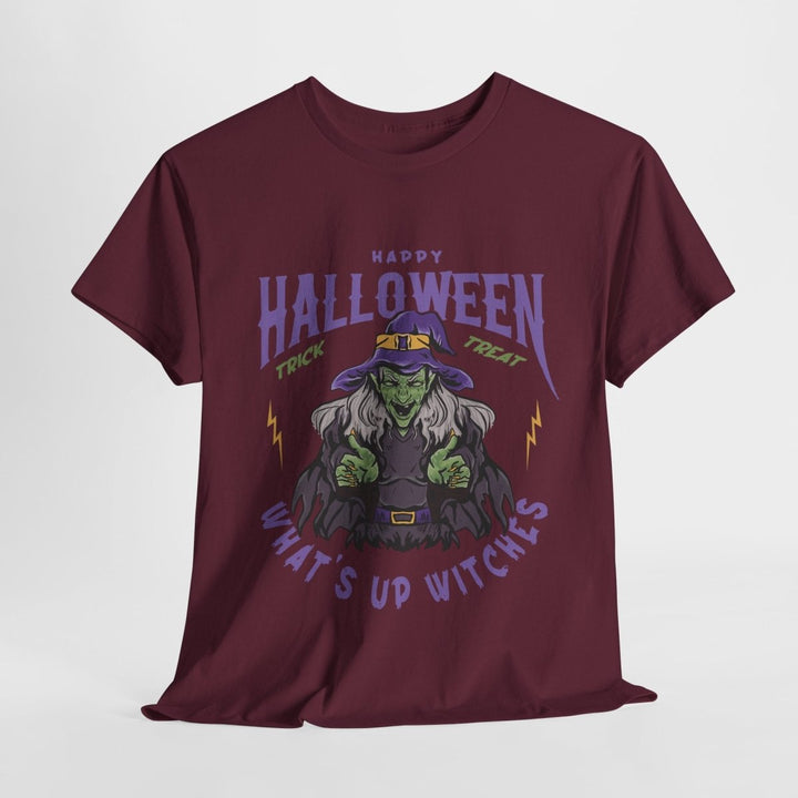 Happy Halloween Unisex Heavy Cotton Tee - "What's Up Witches" Shirt - Light Pink - S - Happy Halloween Unisex Heavy Cotton Tee - "What's Up Witches" Shirt - Tatoo Tee