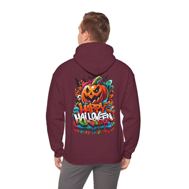 Happy Halloween Unisex Hoodie - Maroon - S - Happy Halloween Unisex Hoodie - Tatoo Tee