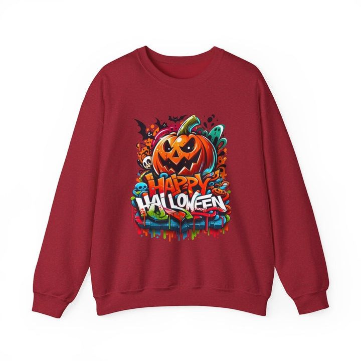 Happy Halloween Unisex Sweatshirt - S - Antique Cherry Red - Happy Halloween Unisex Sweatshirt - Tatoo Tee