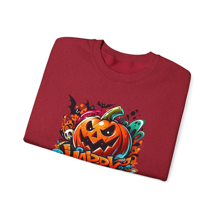 Happy Halloween Unisex Sweatshirt - S - Antique Cherry Red - Happy Halloween Unisex Sweatshirt - Tatoo Tee