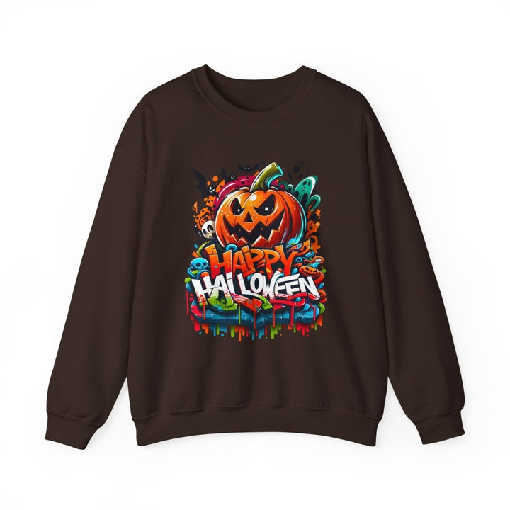 Happy Halloween Unisex Sweatshirt - S - Dark Chocolate - Happy Halloween Unisex Sweatshirt - Tatoo Tee
