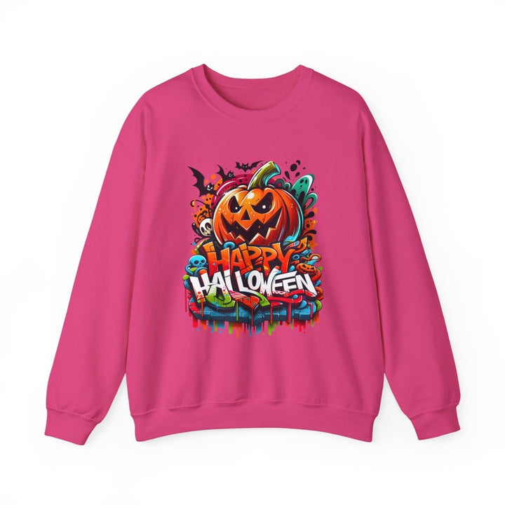 Happy Halloween Unisex Sweatshirt - S - Heliconia - Happy Halloween Unisex Sweatshirt - Tatoo Tee