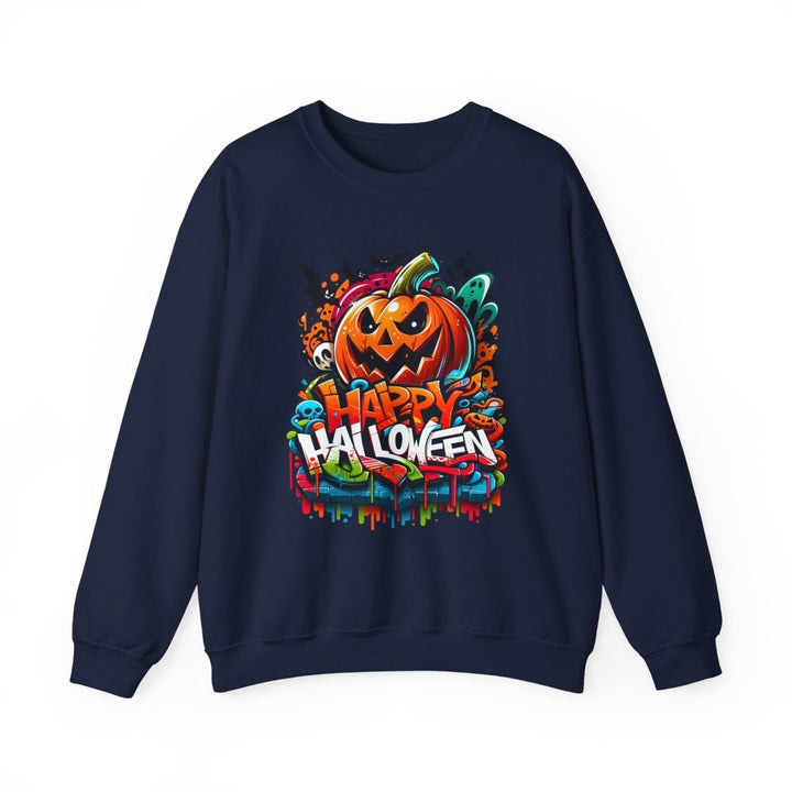 Happy Halloween Unisex Sweatshirt - S - Navy - Happy Halloween Unisex Sweatshirt - Tatoo Tee