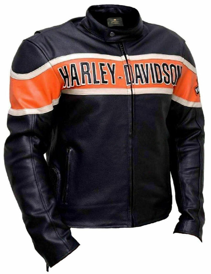 Harley Davidson Biker Genuine Leather Jacket Victoria Lane Style - Male - XS - Harley Davidson Biker Genuine Leather Jacket Victoria Lane Style - Tatoo Tee