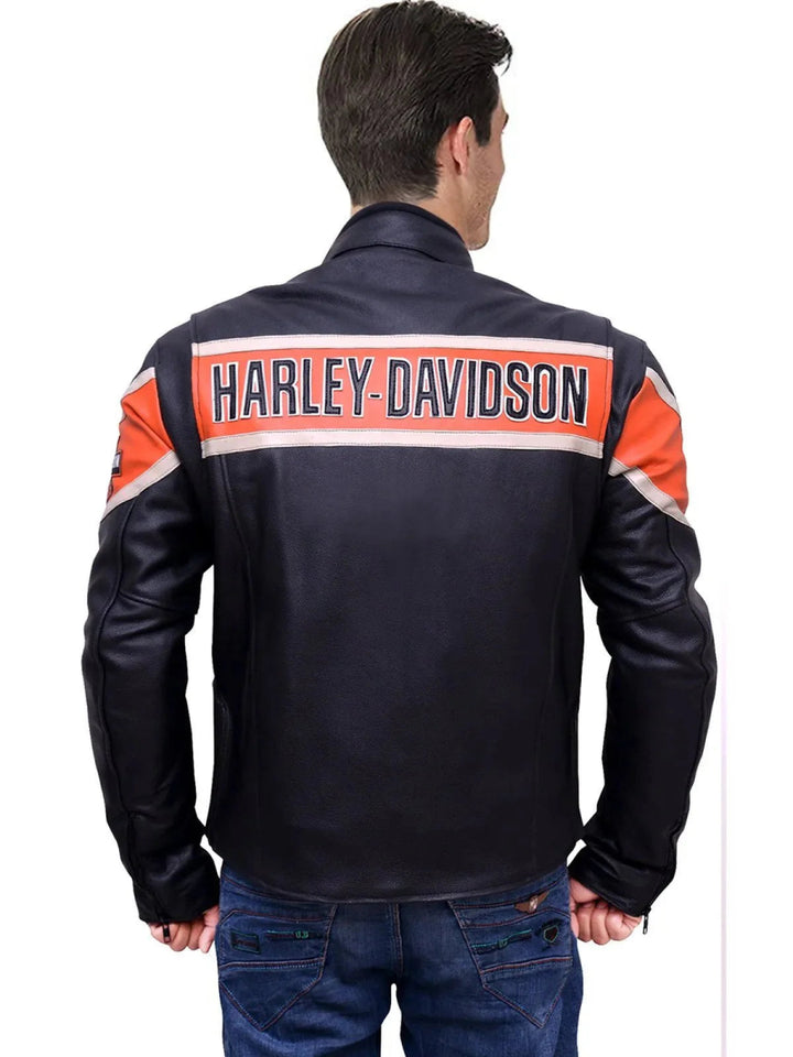 Harley Davidson Biker Genuine Leather Jacket Victoria Lane Style - Male - XS - Harley Davidson Biker Genuine Leather Jacket Victoria Lane Style - Tatoo Tee
