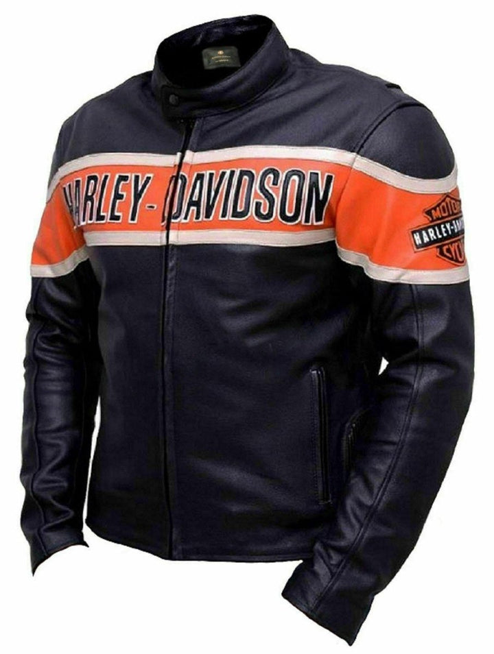 Harley Davidson Biker Genuine Leather Jacket Victoria Lane Style - Male - XS - Harley Davidson Biker Genuine Leather Jacket Victoria Lane Style - Tatoo Tee