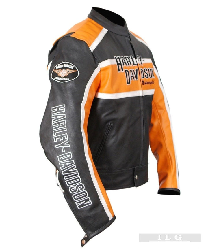 Harley Davidson Classic Cruiser Motorbike Leather Jacket - Male - XS - Harley Davidson Classic Cruiser Motorbike Leather Jacket - Tatoo Tee