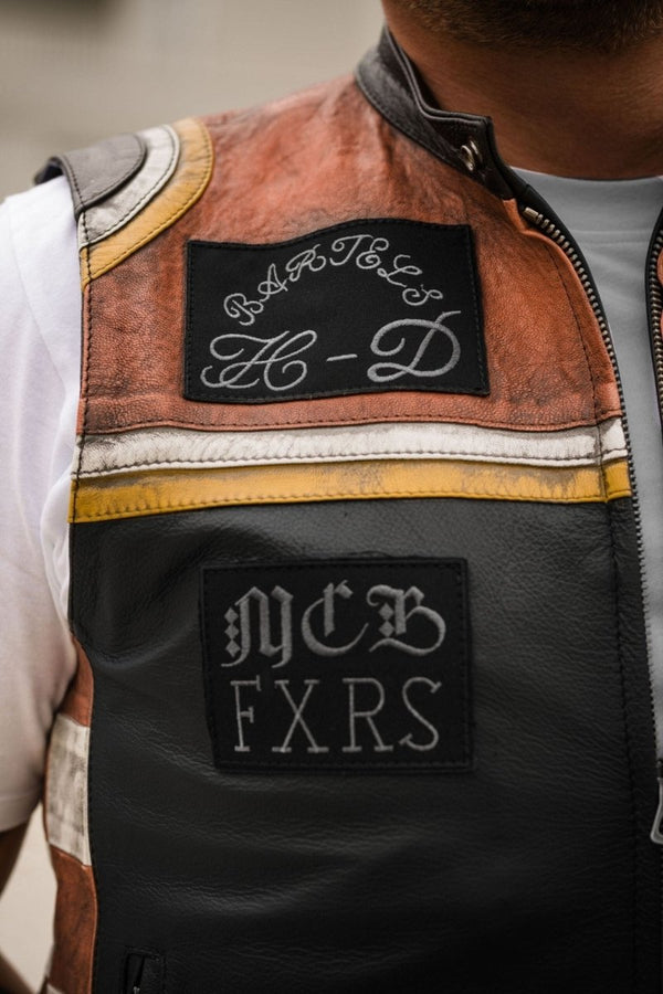 HARLEY DAVIDSON Marlboro Man Vest Leather Jacket - Male - XS - HARLEY DAVIDSON Marlboro Man Vest Leather Jacket - Tatoo Tee