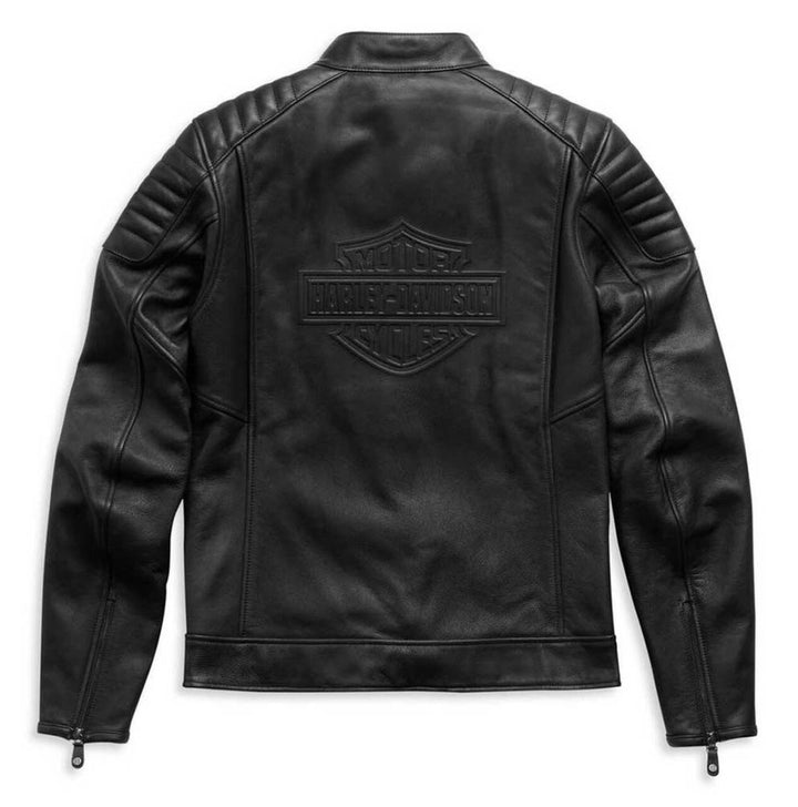 Harley - Davidson Mens Embossed Logo Padded Biker Leather Jacket Black - Male - XS - Harley - Davidson Mens Embossed Logo Padded Biker Leather Jacket Black - Tatoo Tee