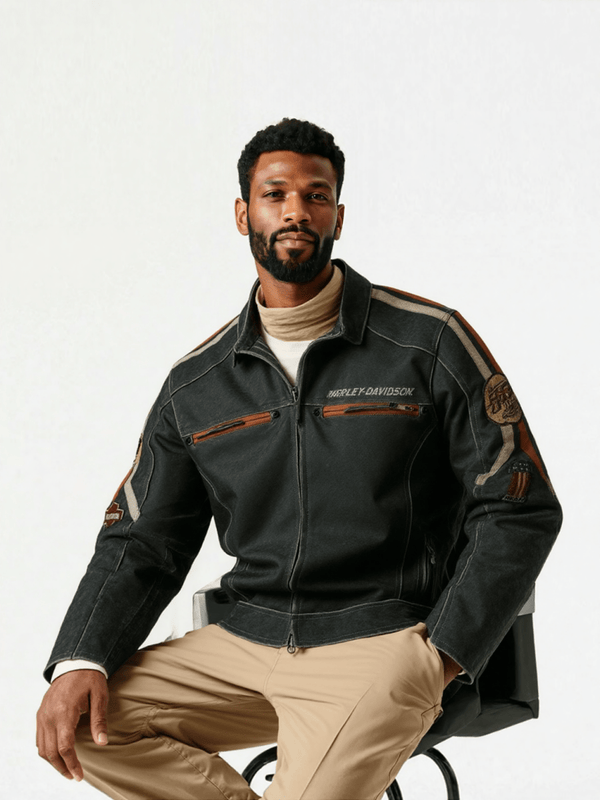 Harley Davidson Men's Leather Jacket - Male - XS - Harley Davidson Men's Leather Jacket - Tatoo Tee