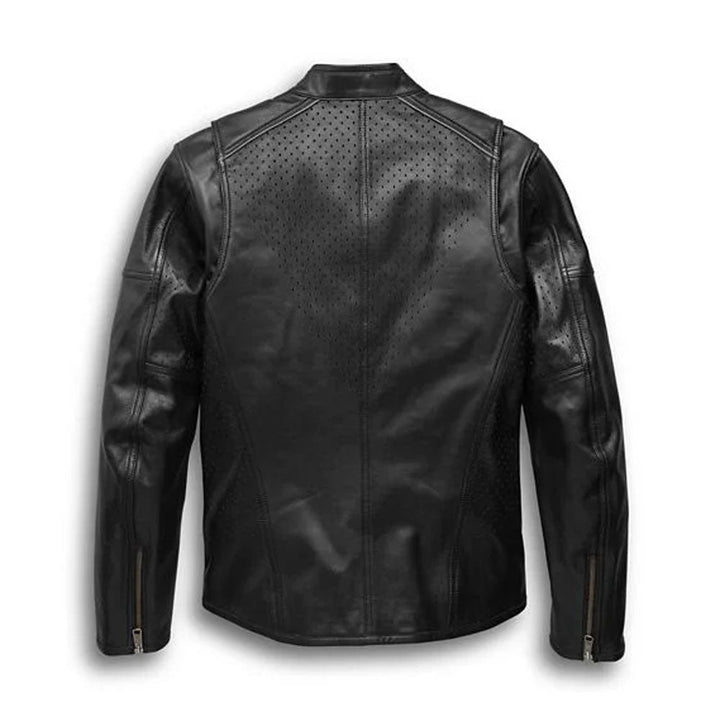 Harley Davidson Men’s Llano Perforated Leather Jacket - Male - XS - Harley Davidson Men’s Llano Perforated Leather Jacket - Tatoo Tee