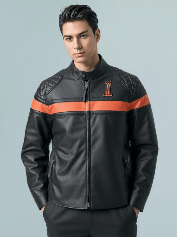 Harley - Davidson Men’s Victory Sweep Vintage Leather Jacket Black - Male - XS - Harley - Davidson Men’s Victory Sweep Vintage Leather Jacket Black - Tatoo Tee