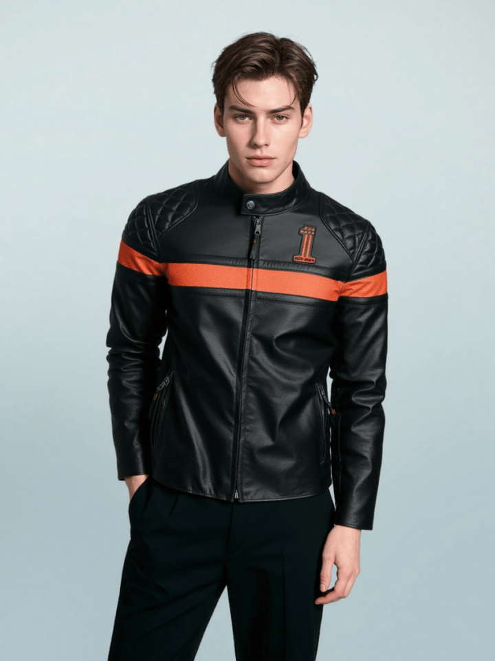 Harley - Davidson Men’s Victory Sweep Vintage Leather Jacket Black - Male - XS - Harley - Davidson Men’s Victory Sweep Vintage Leather Jacket Black - Tatoo Tee