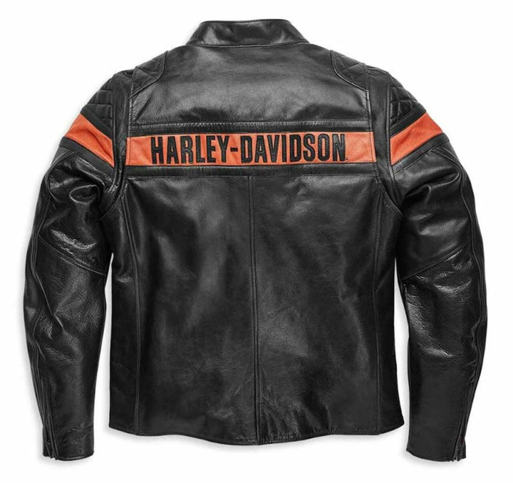 Harley - Davidson Men’s Victory Sweep Vintage Leather Jacket Black - Male - XS - Harley - Davidson Men’s Victory Sweep Vintage Leather Jacket Black - Tatoo Tee