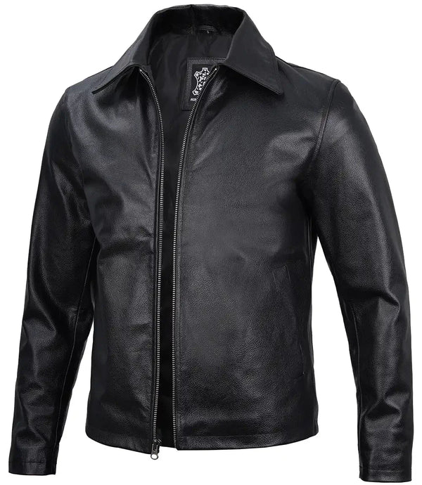 Harrington Men's Black Harrington Cowhide Leather Jacket