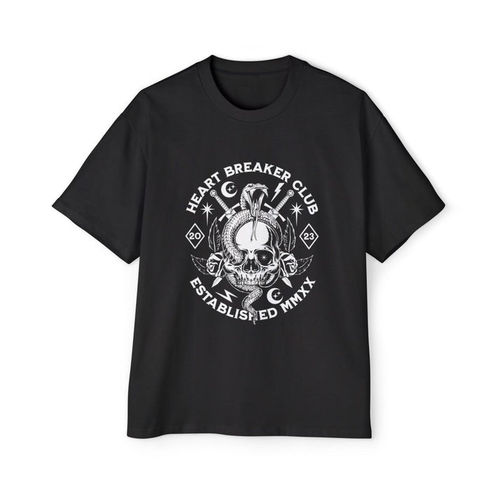 Heart Breaker Club Oversized Tee - Bold Skull Graphic T-Shirt for Men - S - Black - Heart Breaker Club Oversized Tee - Bold Skull Graphic T-Shirt for Men - Tatoo Tee