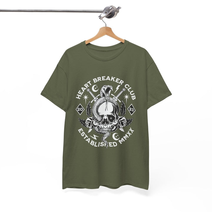 HEART BREAKER CLUB Skull Unisex Heavy Cotton Tee - Edgy Graphic T-Shirt for Casual Vibes - Red - S - HEART BREAKER CLUB Skull Unisex Heavy Cotton Tee - Edgy Graphic T-Shirt for Casual Vibes - Tatoo Tee
