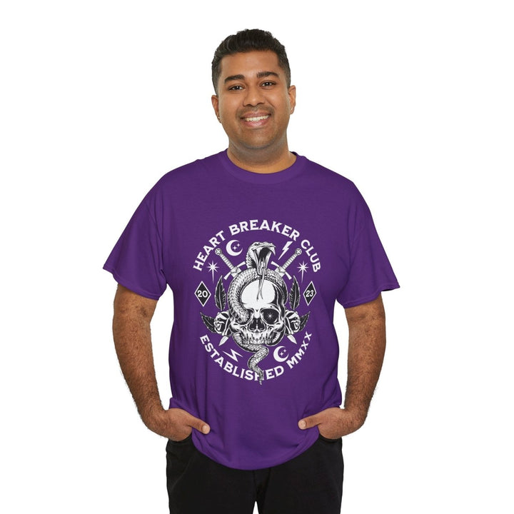 HEART BREAKER CLUB Skull Unisex Heavy Cotton Tee - Edgy Graphic T-Shirt for Casual Vibes - Red - S - HEART BREAKER CLUB Skull Unisex Heavy Cotton Tee - Edgy Graphic T-Shirt for Casual Vibes - Tatoo Tee