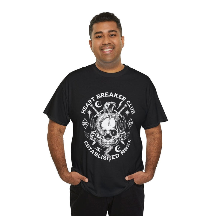 HEART BREAKER CLUB Skull Unisex Heavy Cotton Tee - Edgy Graphic T-Shirt for Casual Vibes - Red - S - HEART BREAKER CLUB Skull Unisex Heavy Cotton Tee - Edgy Graphic T-Shirt for Casual Vibes - Tatoo Tee