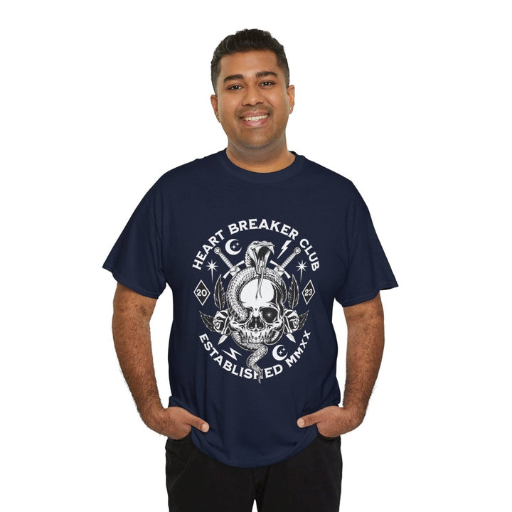 HEART BREAKER CLUB Skull Unisex Heavy Cotton Tee - Edgy Graphic T-Shirt for Casual Vibes - Red - S - HEART BREAKER CLUB Skull Unisex Heavy Cotton Tee - Edgy Graphic T-Shirt for Casual Vibes - Tatoo Tee
