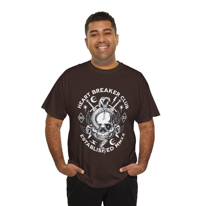 HEART BREAKER CLUB Skull Unisex Heavy Cotton Tee - Edgy Graphic T-Shirt for Casual Vibes - Red - S - HEART BREAKER CLUB Skull Unisex Heavy Cotton Tee - Edgy Graphic T-Shirt for Casual Vibes - Tatoo Tee