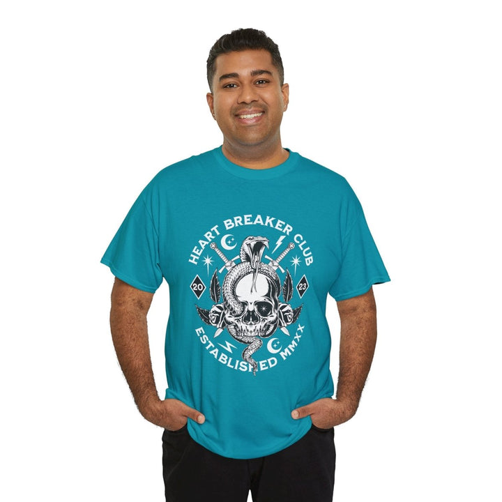 HEART BREAKER CLUB Skull Unisex Heavy Cotton Tee - Edgy Graphic T-Shirt for Casual Vibes - Red - S - HEART BREAKER CLUB Skull Unisex Heavy Cotton Tee - Edgy Graphic T-Shirt for Casual Vibes - Tatoo Tee