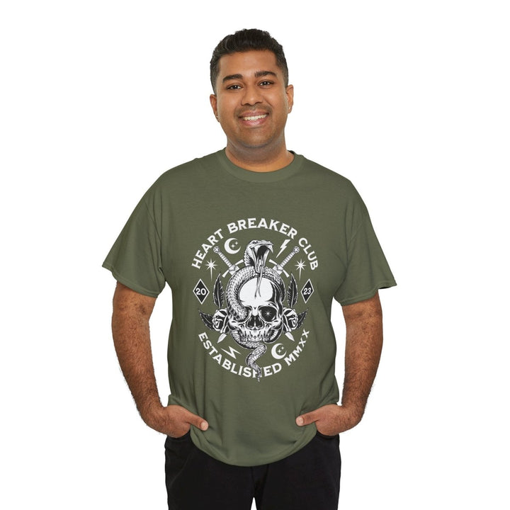 HEART BREAKER CLUB Skull Unisex Heavy Cotton Tee - Edgy Graphic T-Shirt for Casual Vibes - Red - S - HEART BREAKER CLUB Skull Unisex Heavy Cotton Tee - Edgy Graphic T-Shirt for Casual Vibes - Tatoo Tee