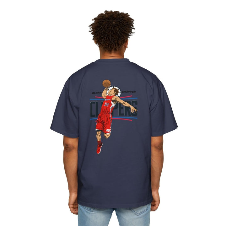 Heavy Oversized Tee - Blake Griffin Retro Basketball Graphic Shirt - S - Midnight Blue - Heavy Oversized Tee - Blake Griffin Retro Basketball Graphic Shirt - Tatoo Tee